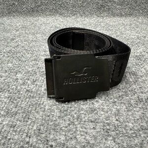 Hollister Black Webbing Belt with Logo Buckle T0074